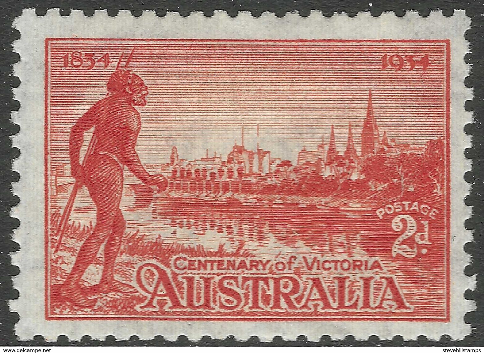 Australia. 1934 Centenary Of Victoria. 2d MH. P10½. SG 147 - Mint Stamps