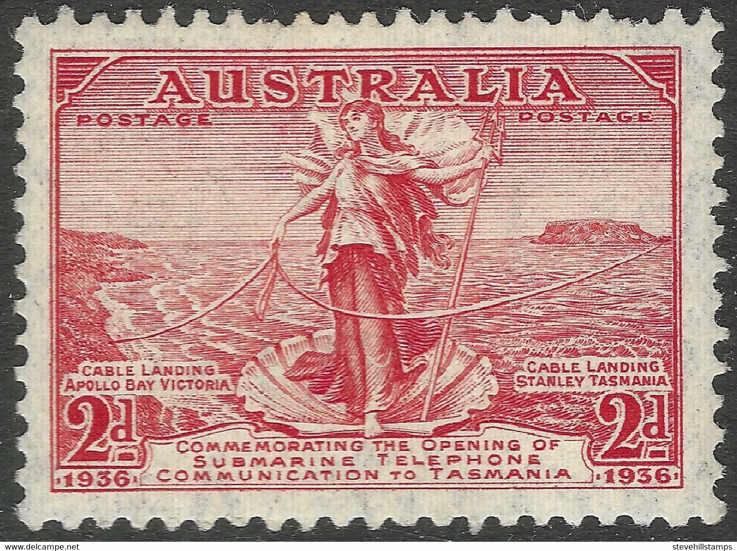 Australia. 1936 Opening Of Submarine Telephone Link To Tasmania. 2d MH. SG 159 - Ungebraucht