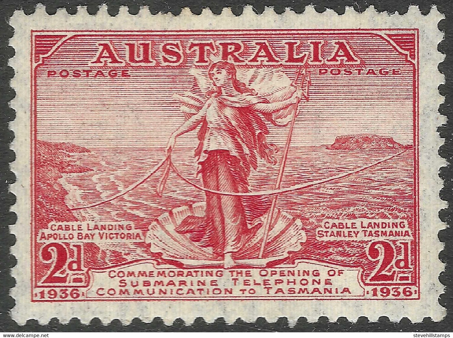 Australia. 1936 Opening Of Submarine Telephone Link To Tasmania. 2d MH. SG 159 - Neufs