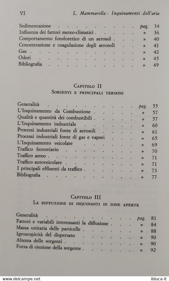 I103806 L. Mammarella - Inquinamenti Dell'aria - Il Pensiero Scientifico 1971 - Naturaleza