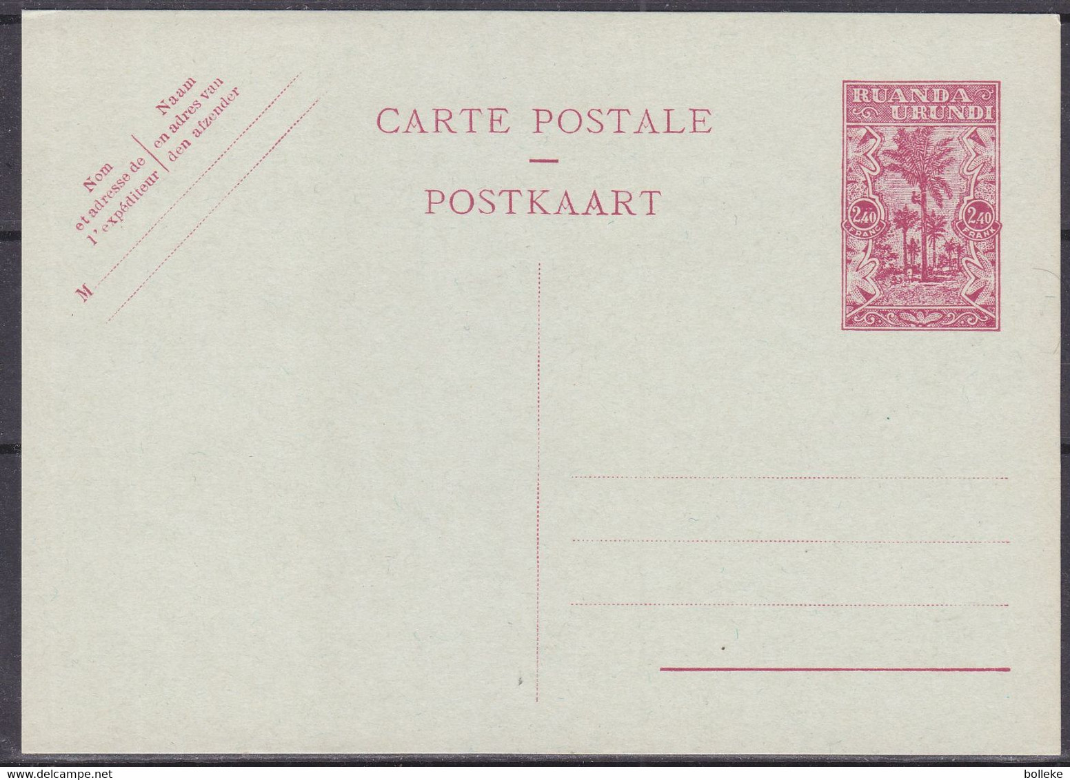 Ruanda - Carte Postale De 1951 - Entier Postal - - Ganzsachen