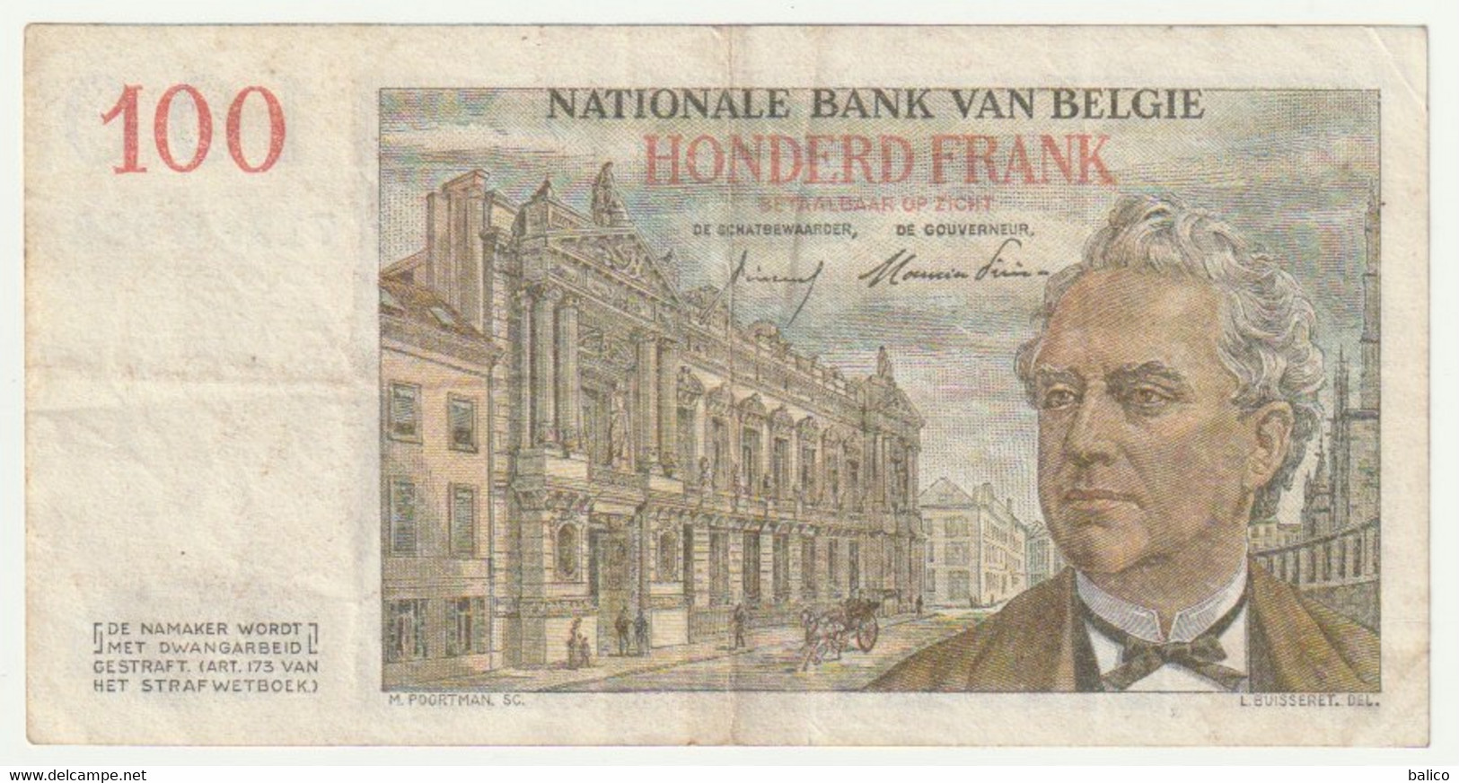 100 Francs - Banque Nationale De Belgique 02 - 11 - 1955 - 100 Francs