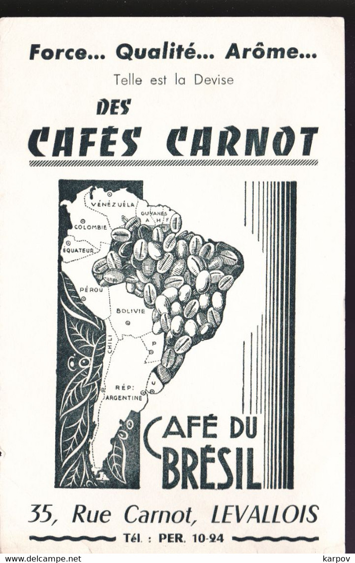 BUVARDS -  CAFÉS CARNOT - CAFÉ DU BRÉSIL - Café & Thé