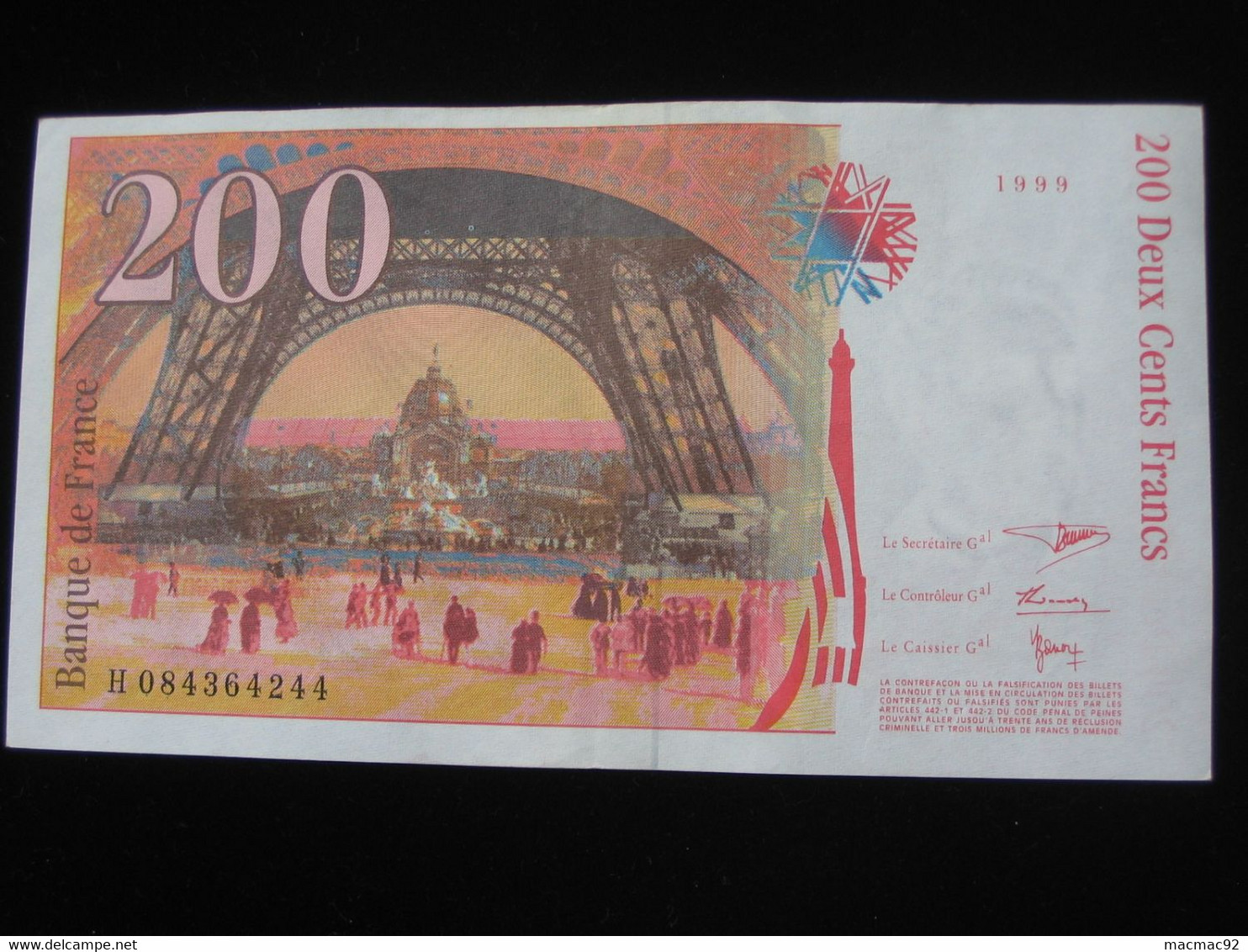 200 Deux Cents Francs - EIFFEL - 1999   **** EN ACHAT IMMEDIAT **** - 200 F 1995-1999 ''Eiffel''