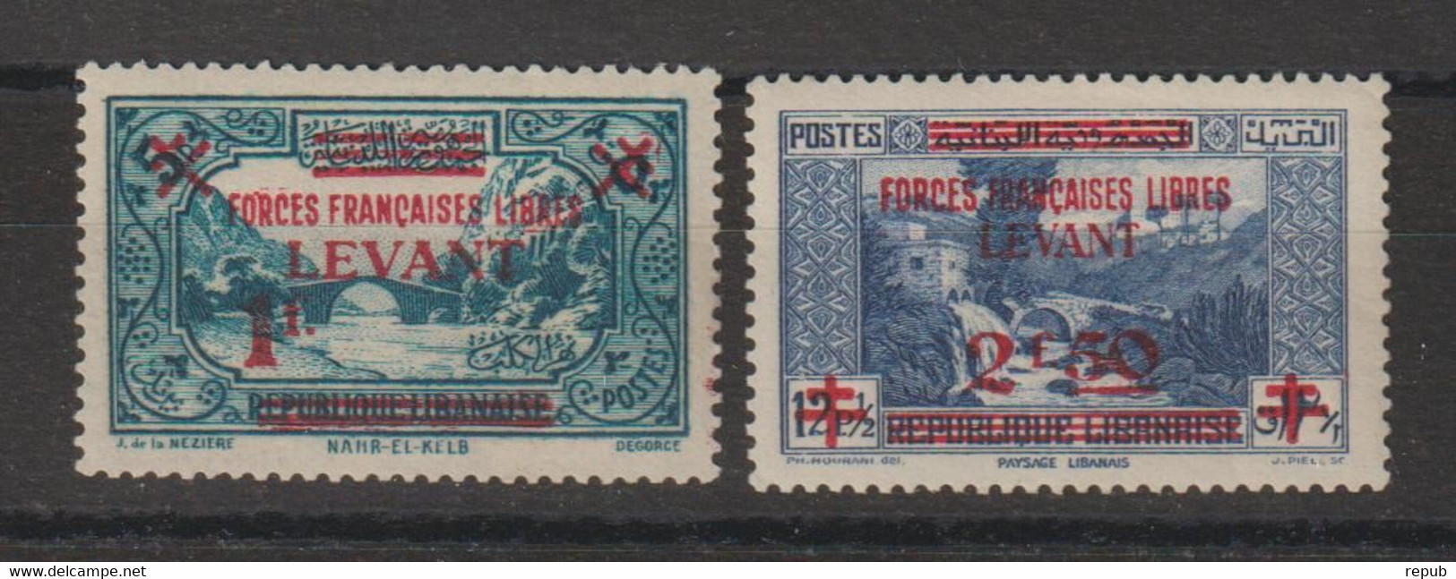 Levant 1942 Surchargé 42-43, 2 Val * Charnière MH - Unused Stamps