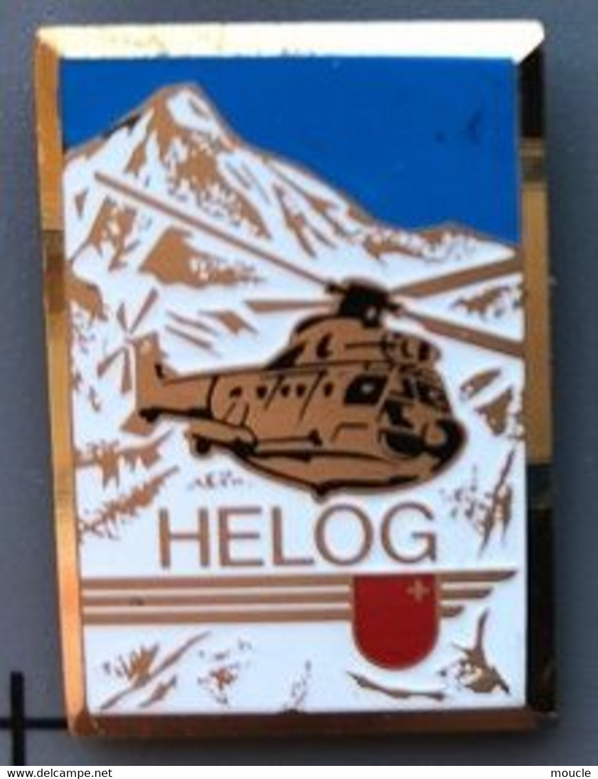 HELICOPTERE - HELOG - SUISSE - SCHWEIZ - CANTON DE SCHWYZ - SWITZERLAND - MONTAGNE - BERG - MOUNTAIN - HELICOPTER-(ROSE) - Aerei