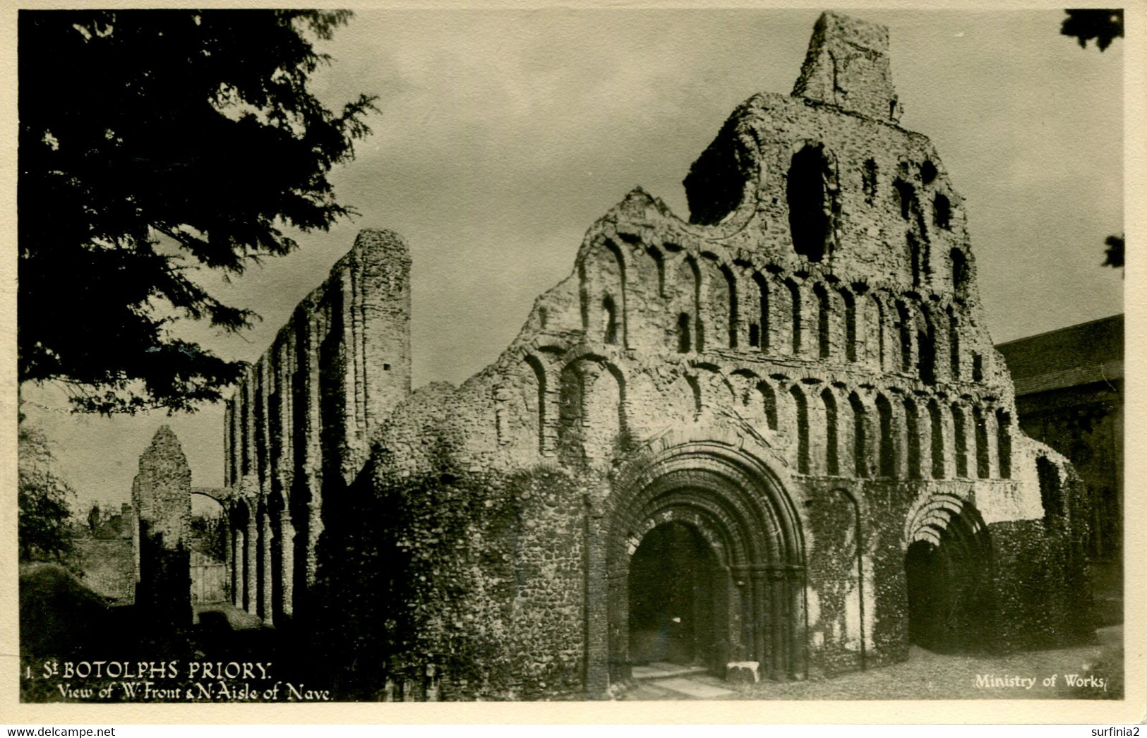 ESSEX - ST BOTOLPHS PRIORY - VIEW OF THE W FRONT And N AISLE OF NAVE RP Es727 - Colchester