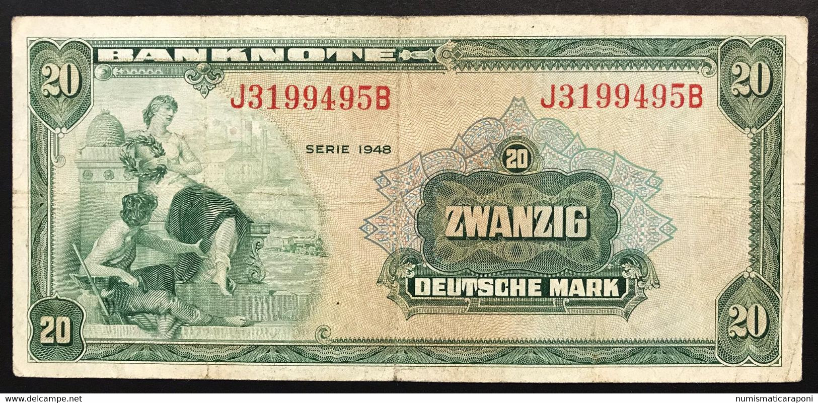 Germania Gemany  20 Deutsche Mark 1948 BB-/VF- P.6a Pressato LOTTO 3836 - 20 Mark