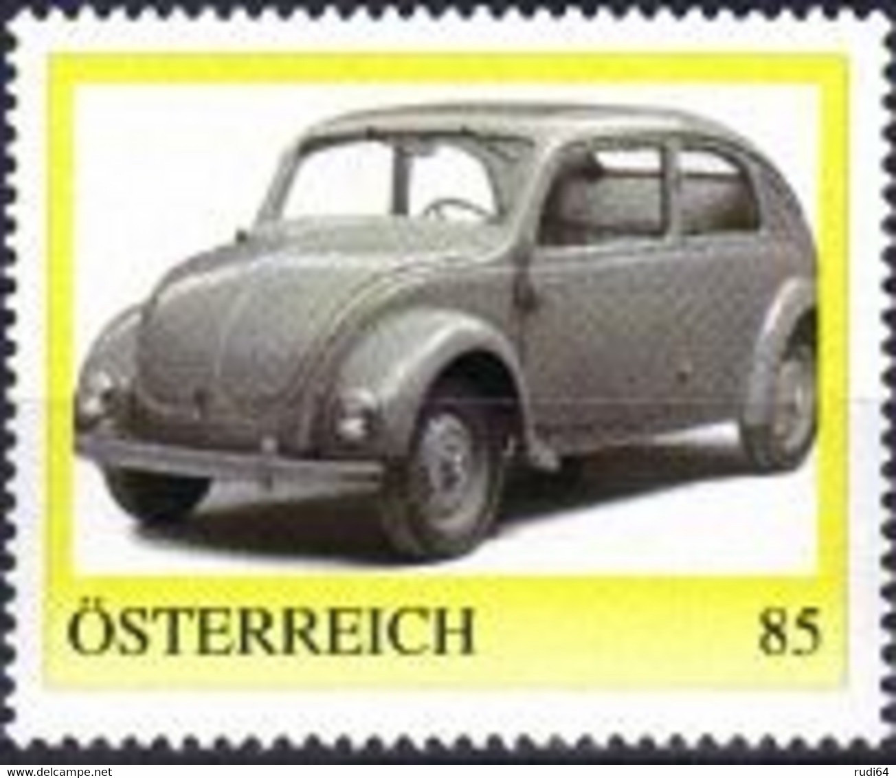 Volkswagen-Vorläufer NSU Typ 32 1934 Vorgänger Zum Legendären VW-Käfer, Personalisierte Briefmarke - Coches