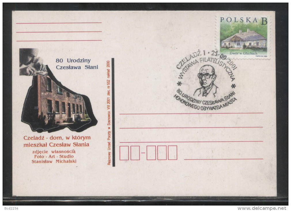 POLAND SLANIA 2001 80th BIRTHDAY CZELADZ BIRTH PLACE & SELF PORTRAIT CANCELLATION - Lettres & Documents