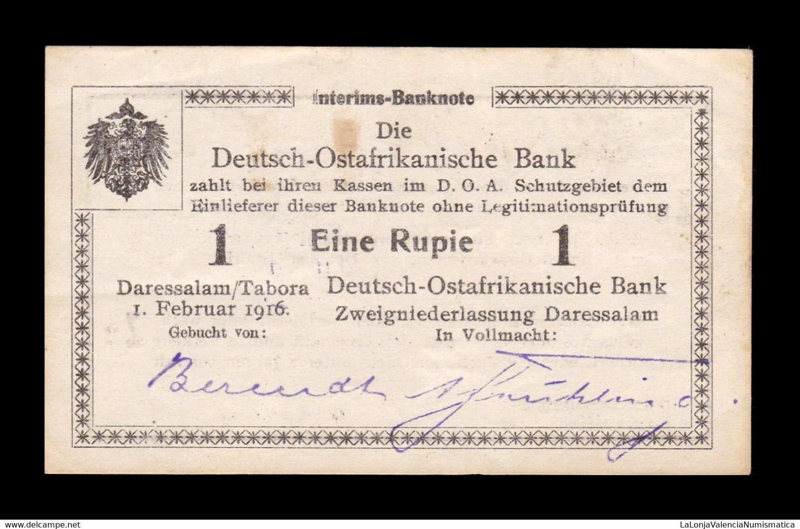 África Oriental Alemana German East Africa 1 Rupie 1916 Pick 19(20) Serie Z2 SC- AUNC - Deutsch-Ostafrika