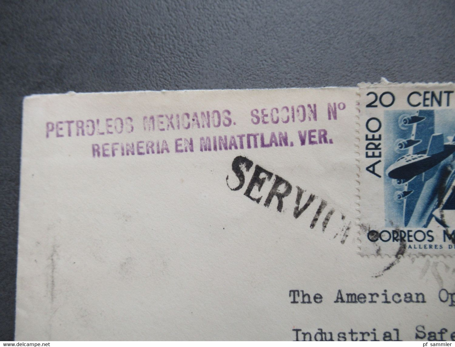 Mexico 1939 Air Mail Letter Stempel L1 Service Postal Aereo / Por Correo Aereo Abs: Petroleos Mexicanos Refineria - Mexico