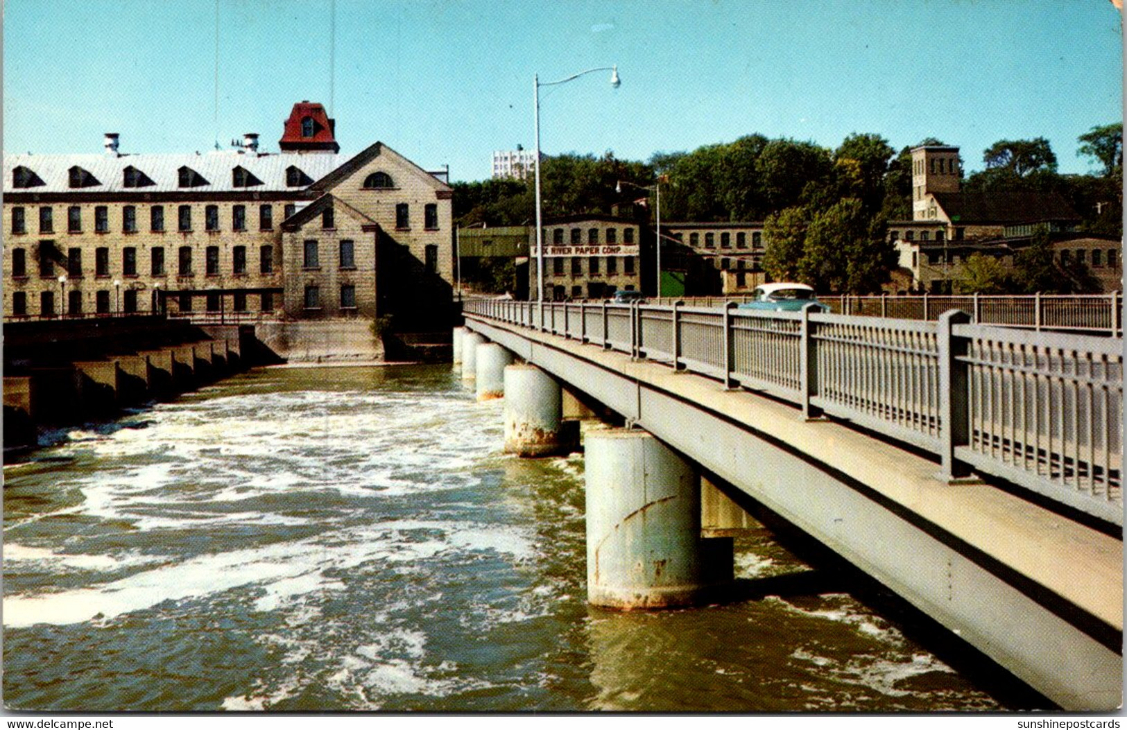 Wisconsin Appleton Fox River Bridge Showing Fox River Paper Company - Appleton