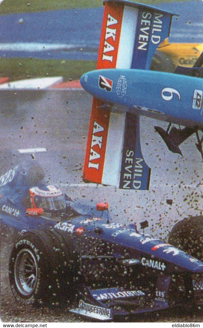 LIBERIA - MAGNETIC CARD - THEMATIC RACE CAR - F1 BENETTON MILD SEVEN CAR CRASH - Liberia