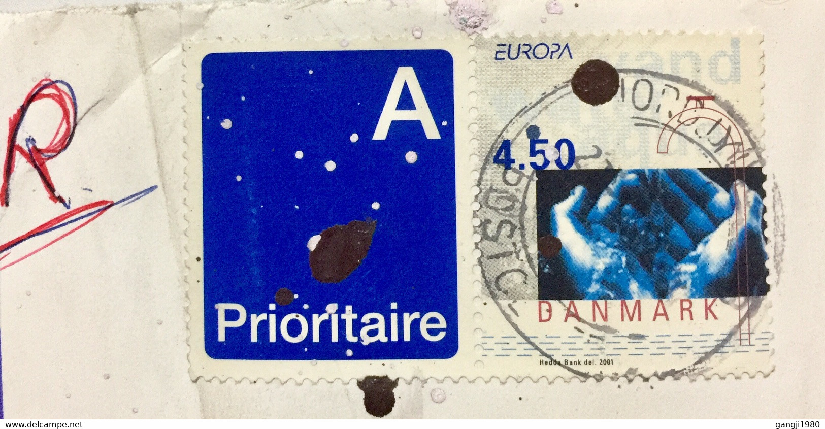 DENMARK 2002, REGISTERED AIRMAIL COVER TO INDIA,2001 EUROPE WITH TAB,AALBORG HASSERIS, - Brieven En Documenten