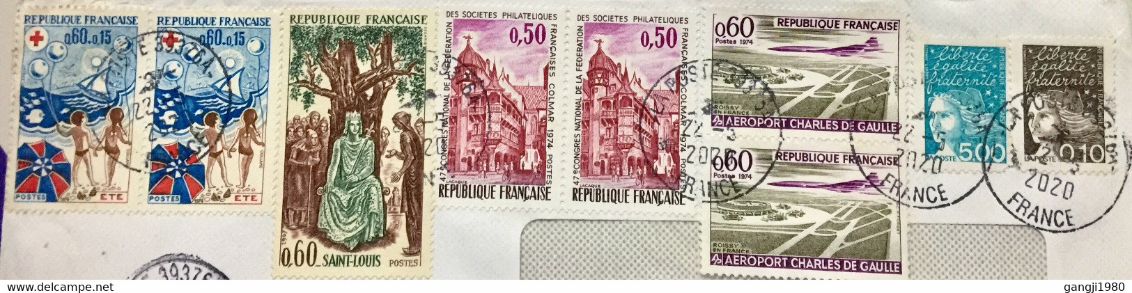 FRANCE 2020,CORONA VIROUS PERIOD USED COVER RECEIVED   AFTER 80 DAYS !!! 9 STAMPS,QUEEN,CHILDREN,BOAT, FISH ,BUILDING,A - Storia Postale
