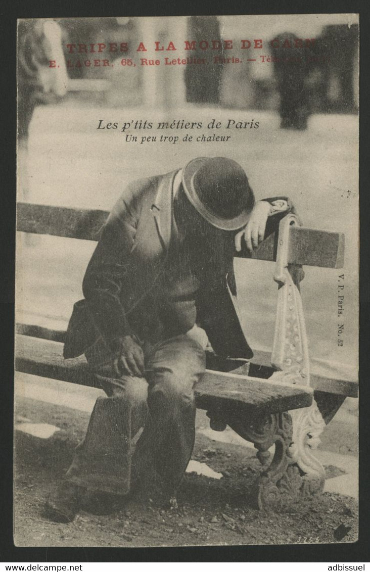 Les P'tits Métiers De Paris. Un Peu Trop De Chaleur V. P. Paris. N°52 Carte Neuve / Publicité "TRIPES A LA MODE DE CAEN" - Petits Métiers à Paris