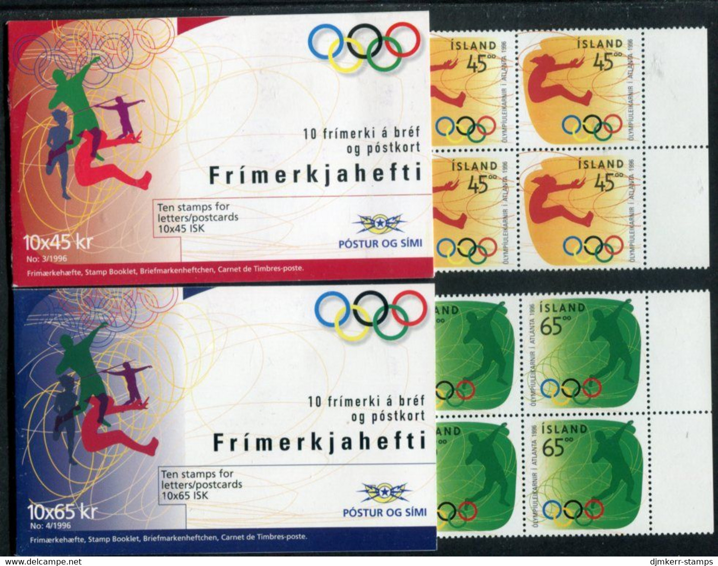 ICELAND  1996 Olympic Games, Atlanta Booklets MNH / **.  Michel 852-53 MH - Postzegelboekjes