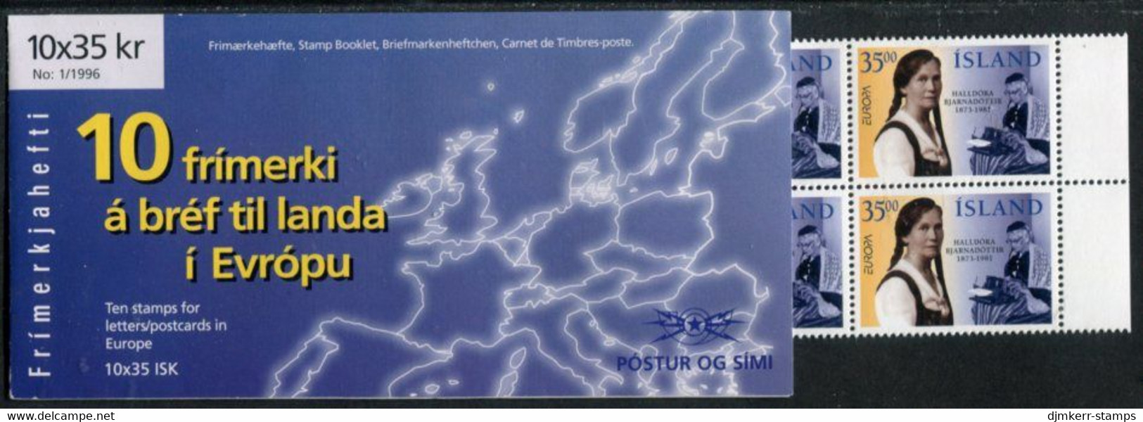 ICELAND  1996 Europa: Famous Women 35 Kr. Booklet MNH / **.  Michel 844 MH - Booklets
