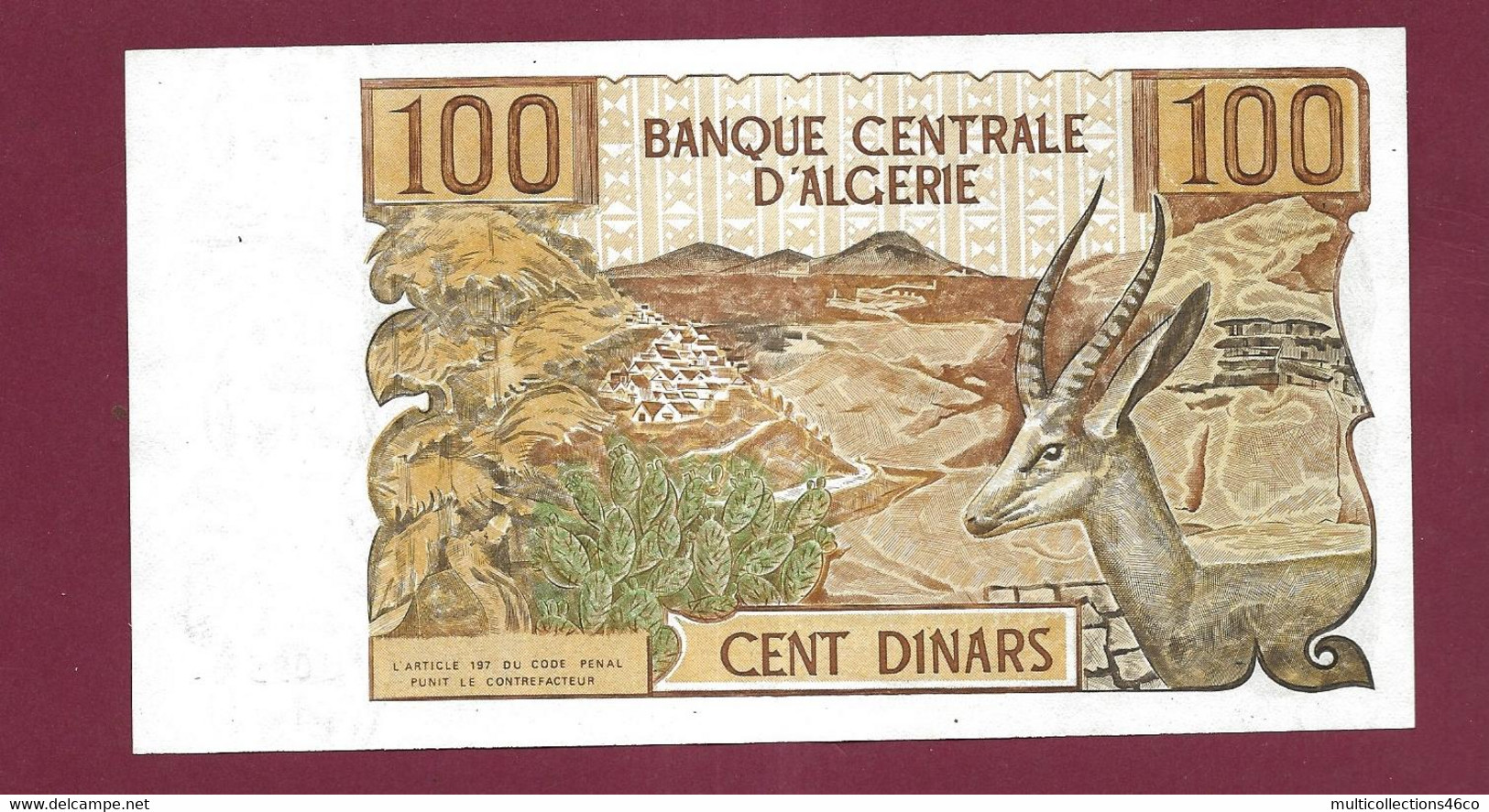 010222 - Billet BANQUE CENTRALE D'ALGERIE Cent 100 Dinars 1-11 - 1970 Neuf - Algérie