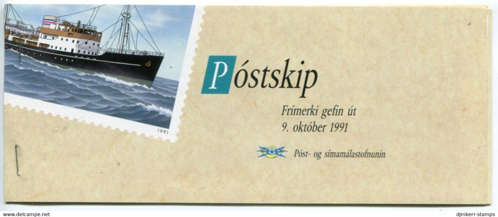 ICELAND  1991 Stamp Day: Mail Ships Booklet MNH / **.  Michel 753-56, MH 4 - Libretti