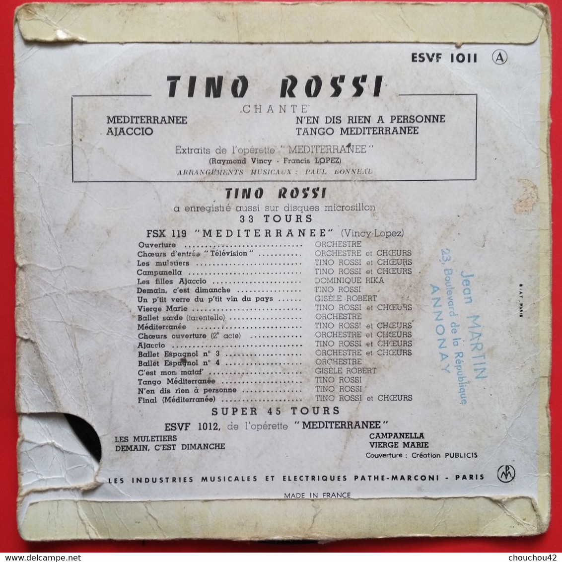 TINO ROSSI4 TITRES EXTRAIT DE MEDITERRANEE - Oper & Operette