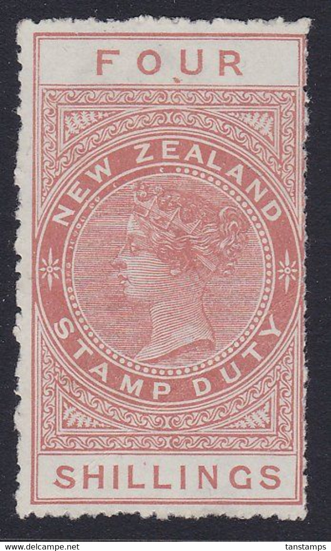 NZ 1882 LONGTYPE 4s QV REVENUE MINT NO GUM - Fiscaux-postaux