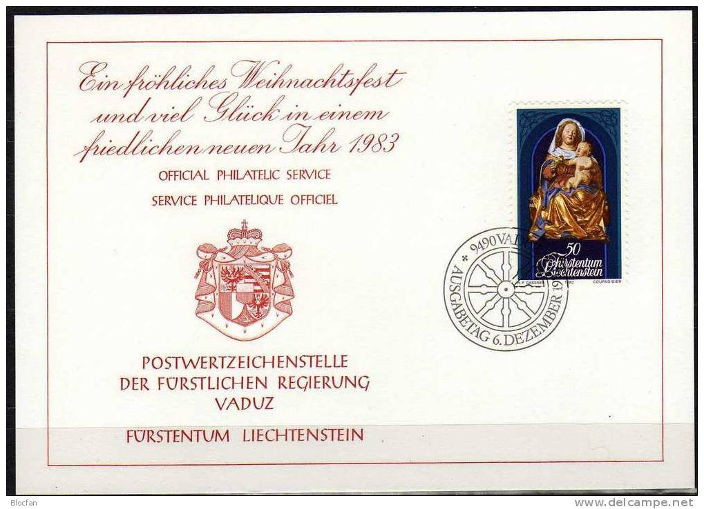 Neujahr-Karte 1981-1985 Liechtenstein 5 Karten O 48€ Malerei Skulptur Kunst Sterne Lieder Christmas New Year Cards Of FL - Collections