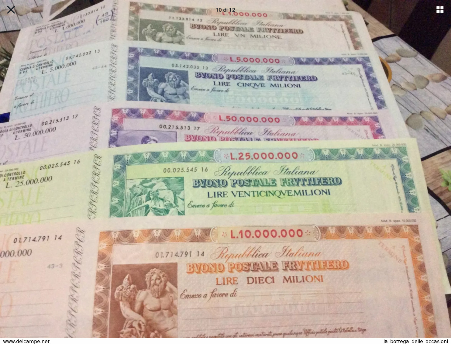 Italia Repubblica Storia Postale Cinque Rari Buon Postali Fruttiferi In Lire Alti Valori  Nuovi   Con Matrice Fds - Sammlungen