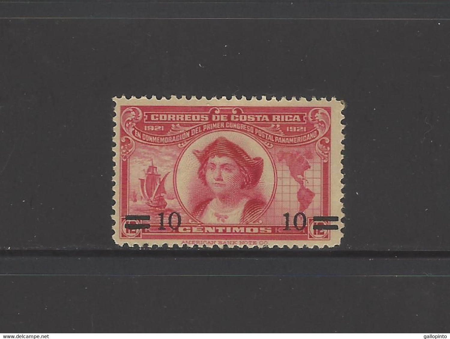 COSTA RICA COLUMBUS SURCHARGED 10c On 12c Sc 140 MNH 1926 - Costa Rica