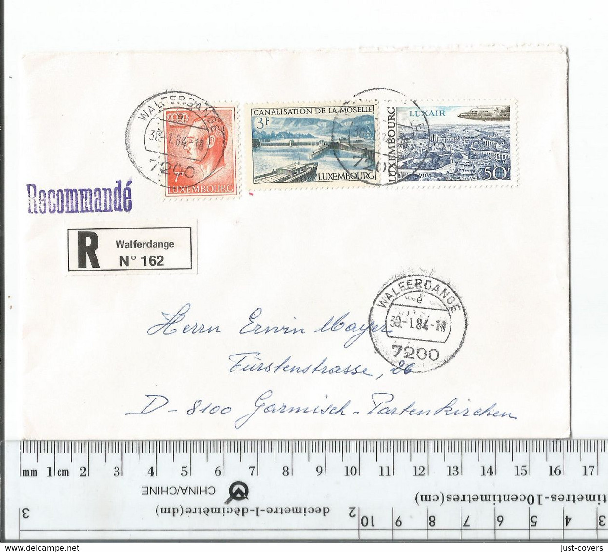 Luxembourg Registered Cover Walferdange Jan 30 1884....................Box 9 - Lettres & Documents