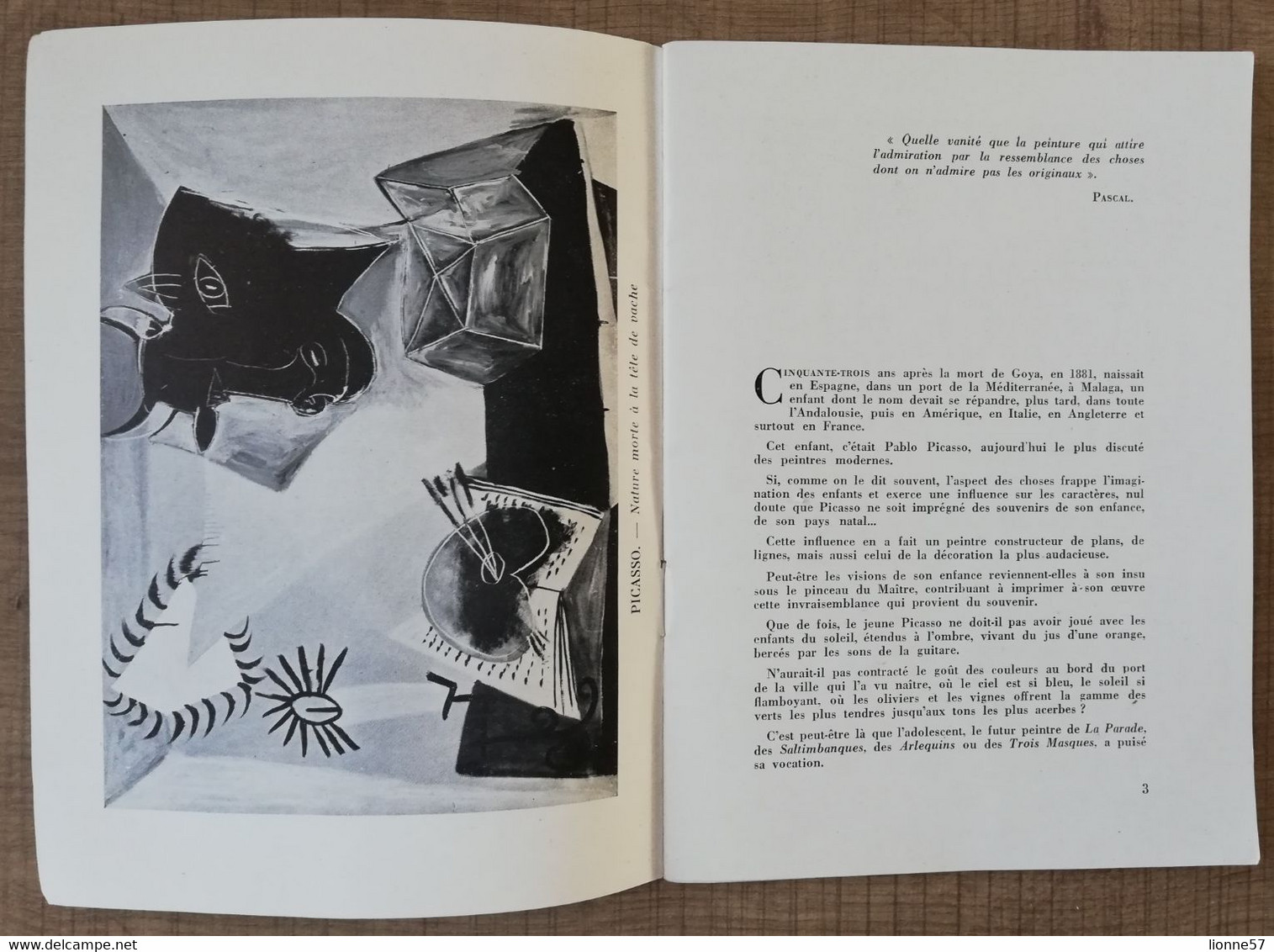 DES INFLUENCES SUBIT PAR PICASSO. Livret 1950 Avec Textes Et Photos N&b Tableaux - Arte