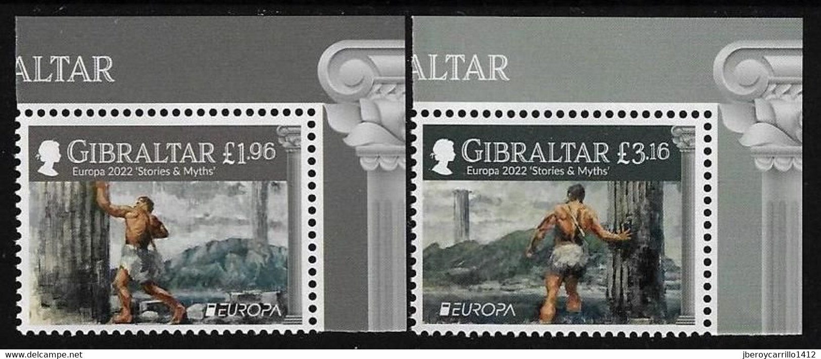 GIBRALTAR - EUROPA 2022 -"HISTORIAS Y MITOS".- SERIE  De 2 V. - CH - SUP - DER - 2022