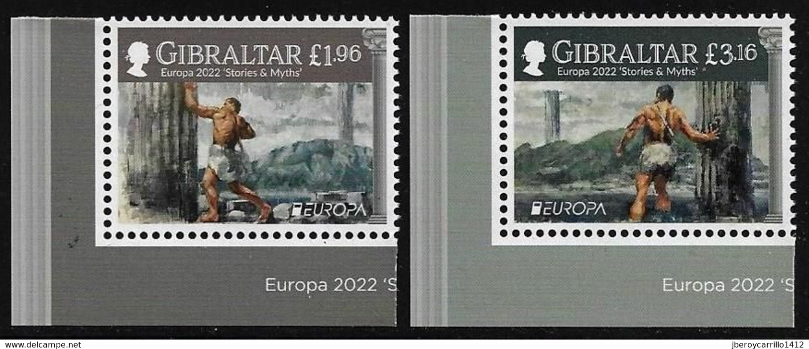 GIBRALTAR - EUROPA 2022 -"HISTORIAS Y MITOS".- SERIE  De 2 V. - CH - INF - IZQ - 2022