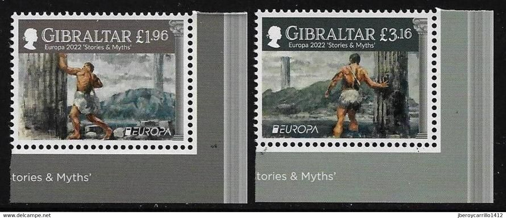 GIBRALTAR - EUROPA 2022 -"HISTORIAS Y MITOS".- SERIE  De 2 V. - CH - INF - DER - 2022