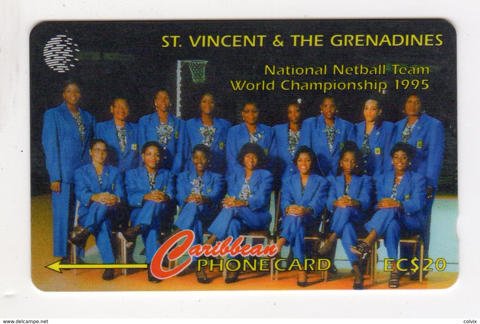 SAINT VINCENT ET GRENADINES REF MV CARDS STV-199B EC $20 Année 1998 199CSVB NETBALL TEAM 1995 - Saint-Vincent-et-les-Grenadines