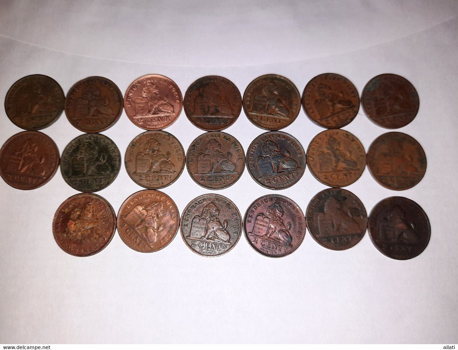 Lot De 20 Pièces De 2 Centimes Belges - Collections