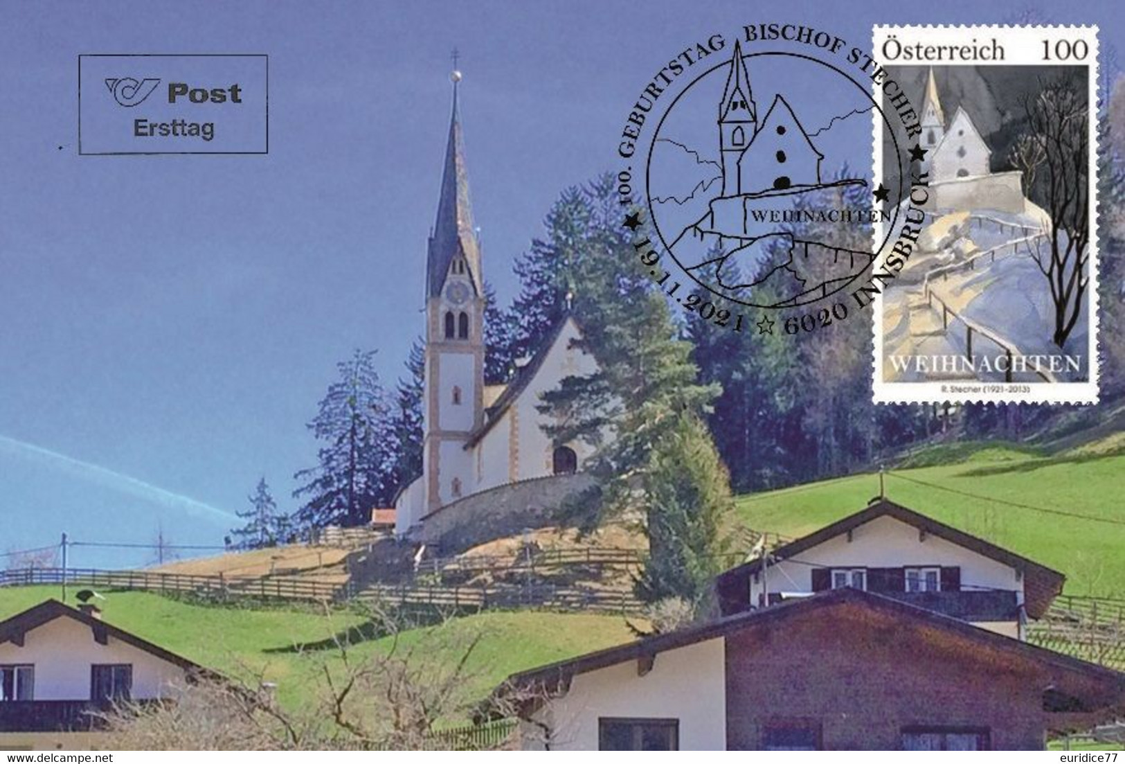 Austria 2021 - Christmas 2021– Bishop Stecher’s 100th Birthday Carte Maximum - Gebraucht