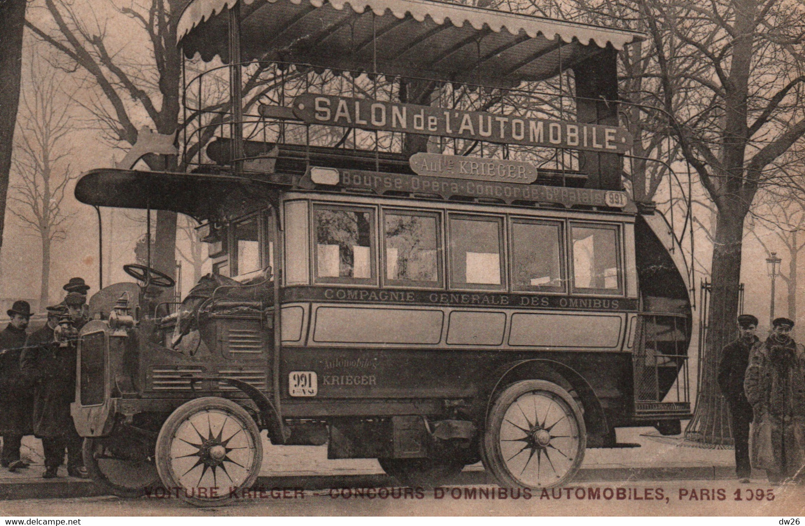Bus: Voiture Krieger, Concours D'Omnibus Automobiles, Paris 1905 (Salon De L'Automobile) Carte Non Circulée - Busse & Reisebusse