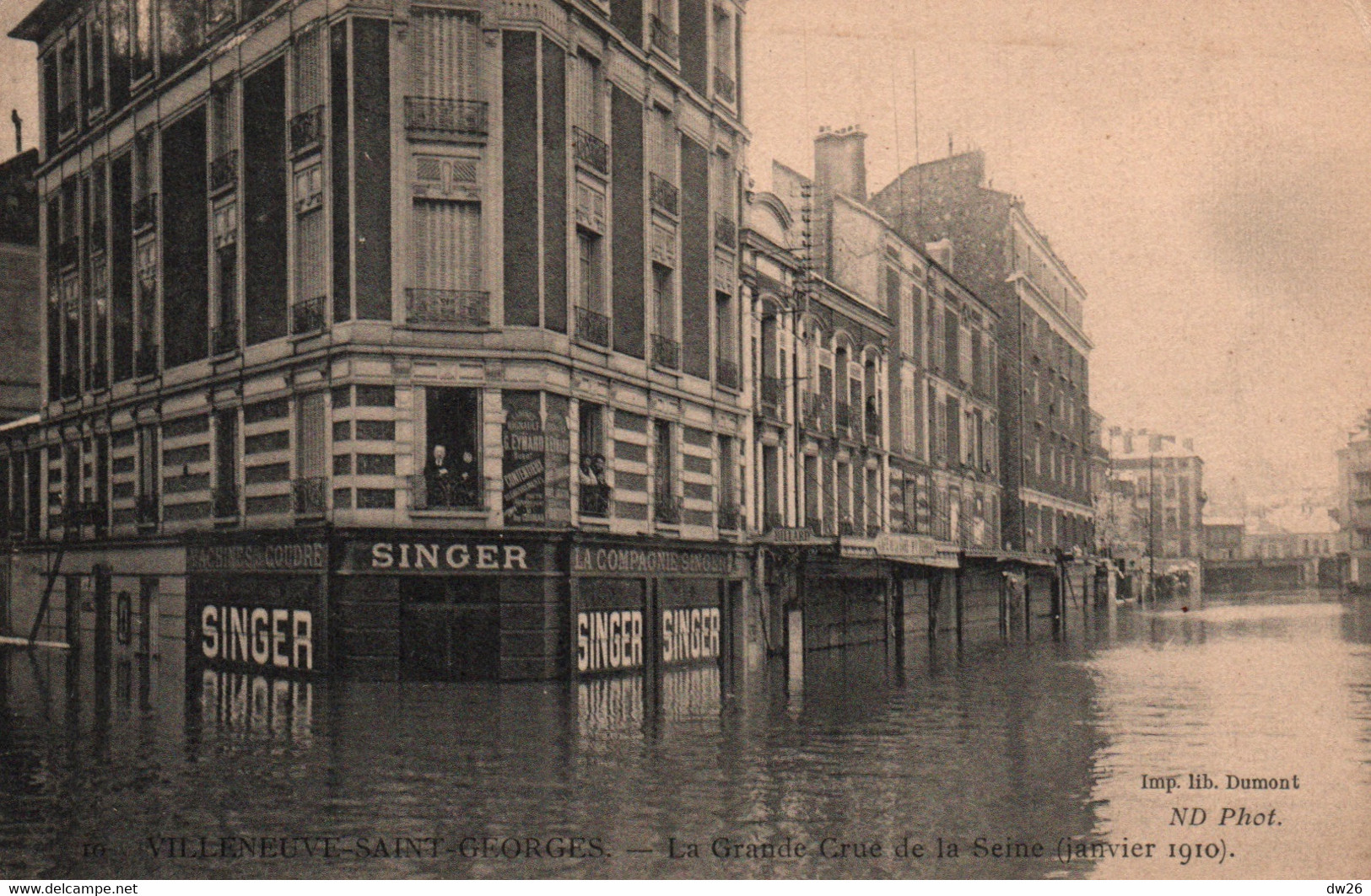 Inondations - Villeneuve-Saint-Georges: La Grande Crue De La Seine, Janvier 1910 (Magasin Compagnie Singer) - Inondations