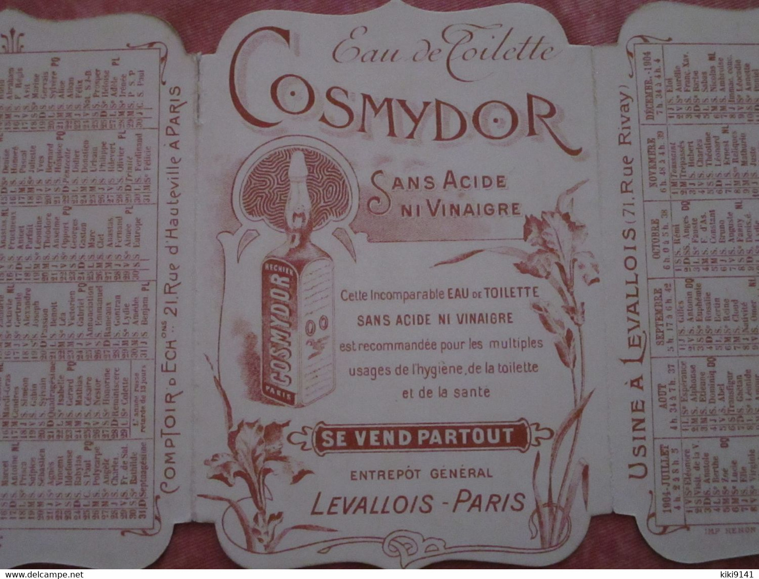 SAVON TRÈFLE MAGENTA - Calendrier Parfumé 1904 - (dépliant 3 Volets) - Anciennes (jusque 1960)