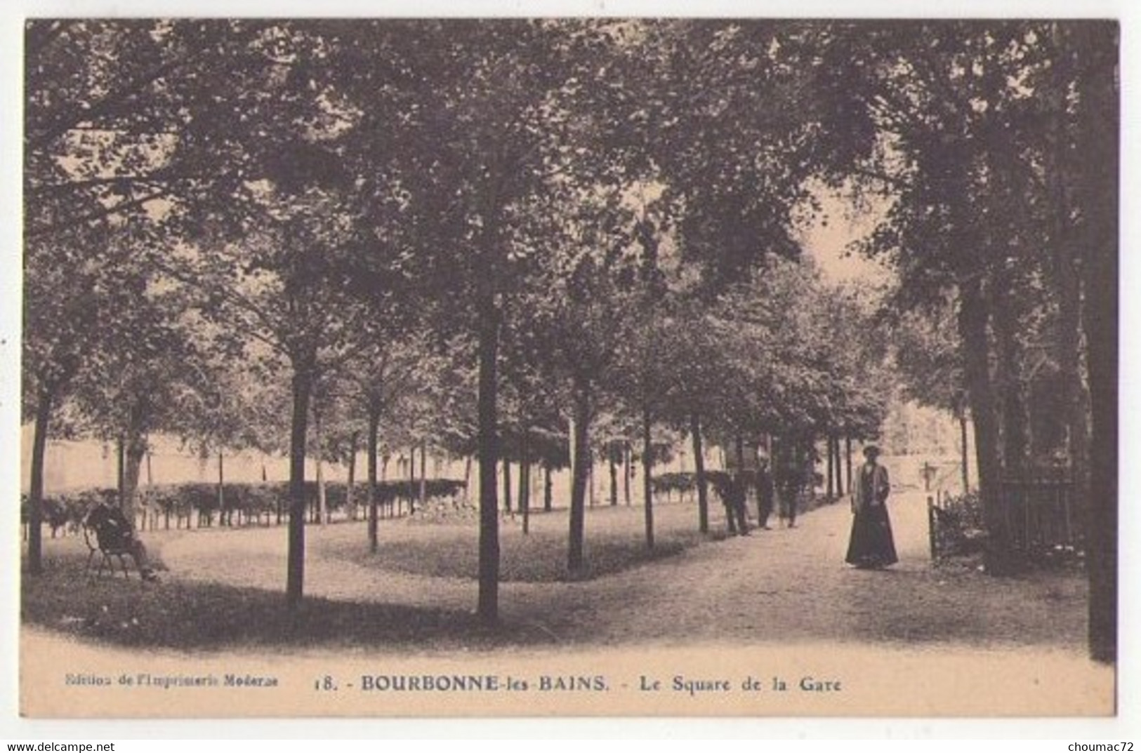 (52) 125, Bourbonne Les Bains,  Imprimerie Moderne 18, Le Square De La Gare - Bourbonne Les Bains