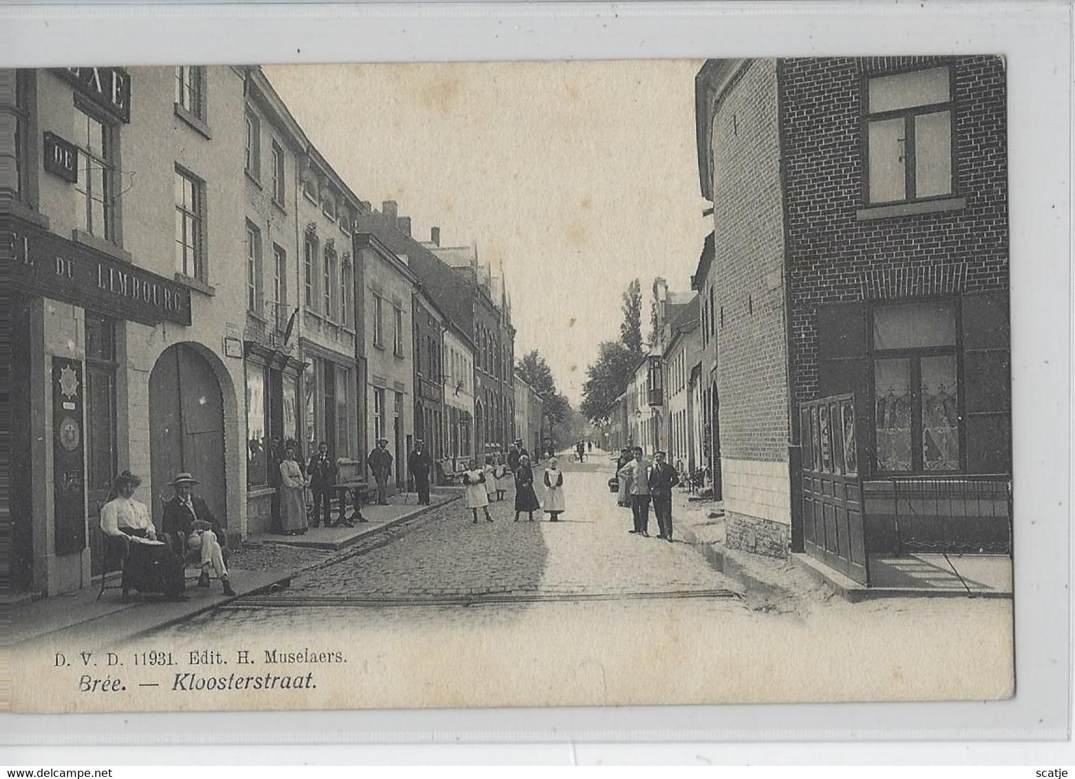 Bree.   -     Kloosterstraat.   -    Prachtige Kaart!   -   HEUSDEN   RELAIS STEMPEL!   1907   Naar   Louvain - Bree