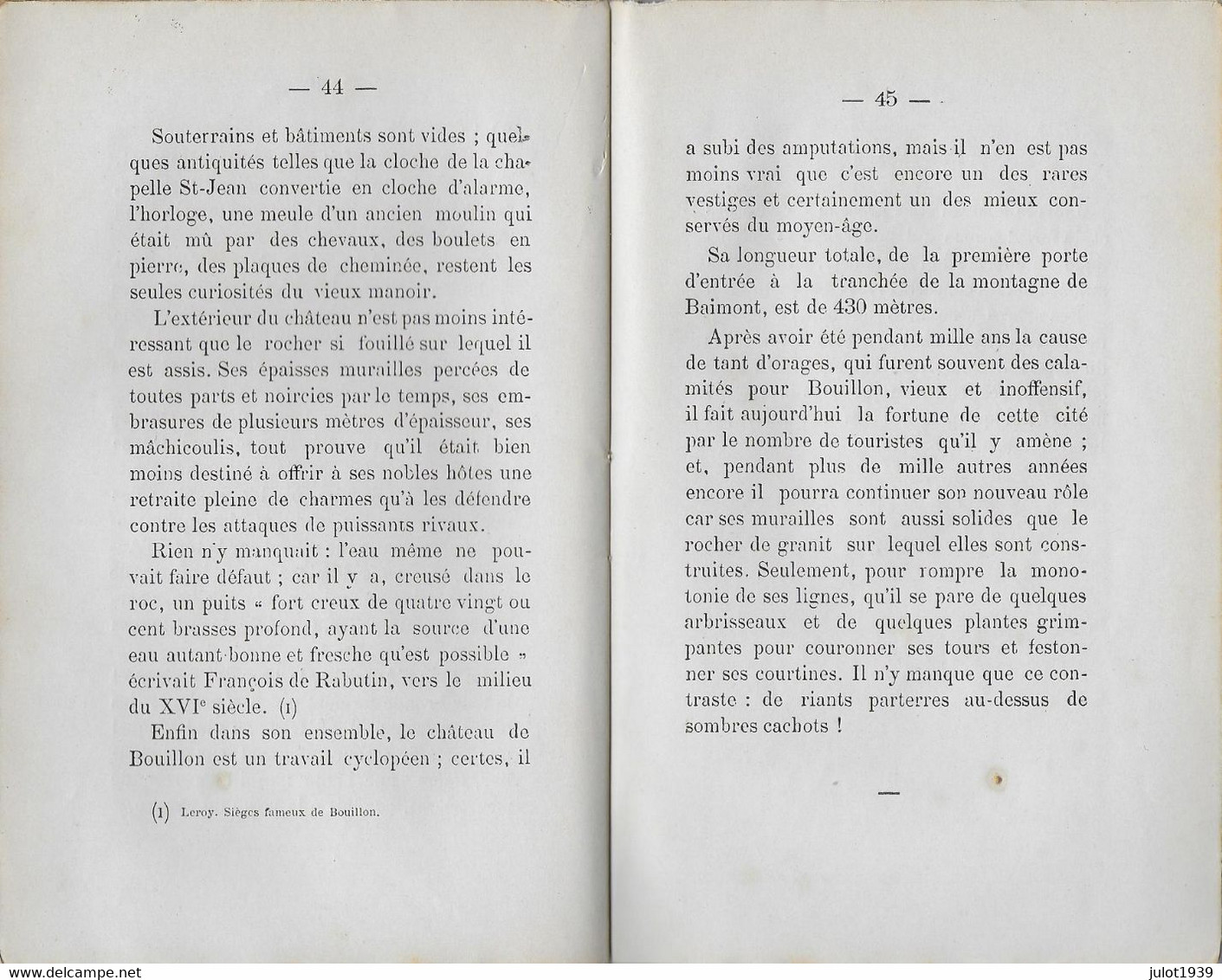 BOUILLON ..-- MONOGRAPHIE Par N. PIROTTE . 1898 . Très Nombreuses Anecdotes Sur Les Environs . - Bouillon