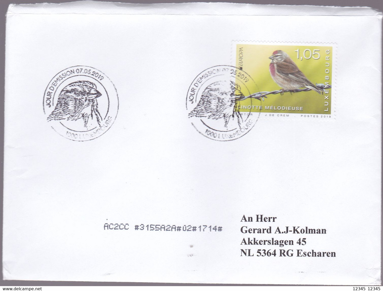 Luxemburg 2019, Cancellation With Bird Motive - Storia Postale