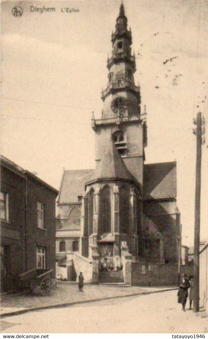 Dieghem  L'église Animée Voyagé En 1924??? - Diegem