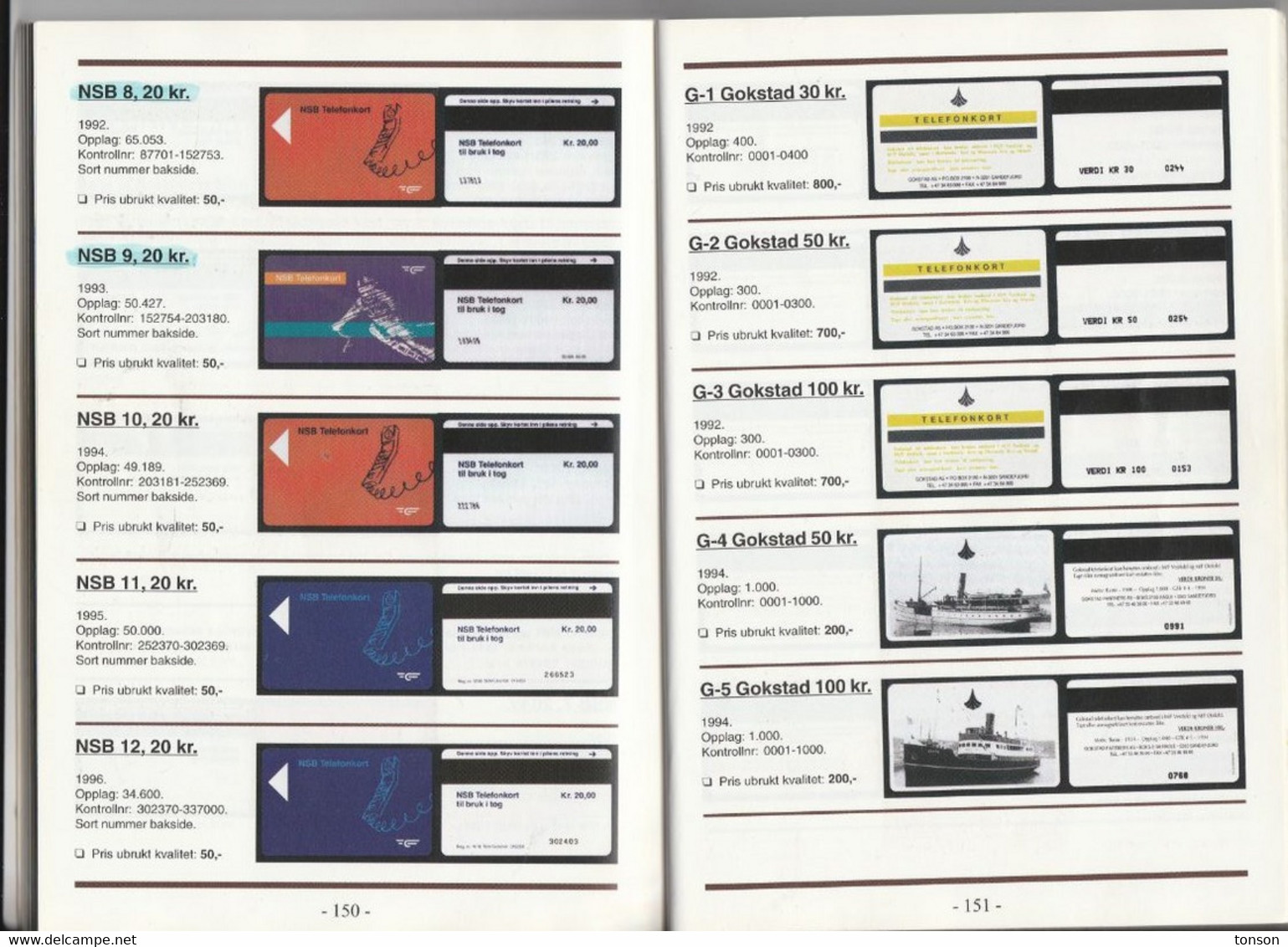 Catalogue Of Norwegian Phonecards, 1984 - 1998, 5 Scans - Supplies And Equipment