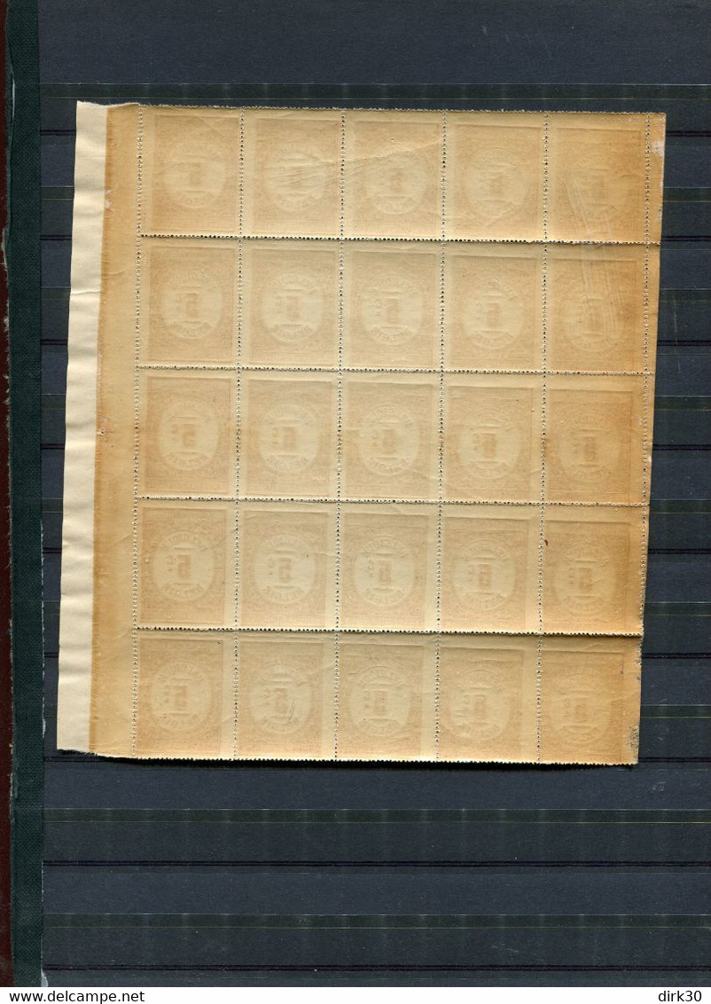 BELGIE AFFICHES FISCALS FULL SHEET OF 25 RR Date De 1886 état Voir Scan (avec Bord Droite) - Marken