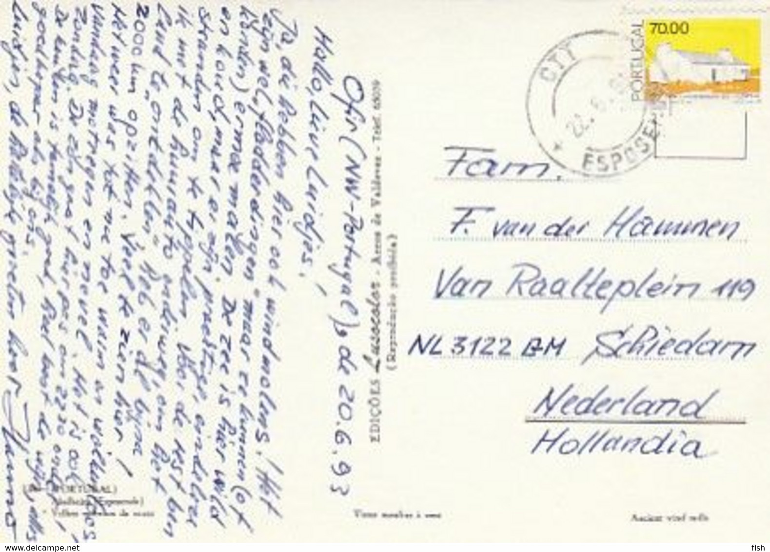 Portugal & Marcofilia, Esposende, Beekeeper And Old Windmills, Schiedam  Netherlands 1995 (138) - Brieven En Documenten