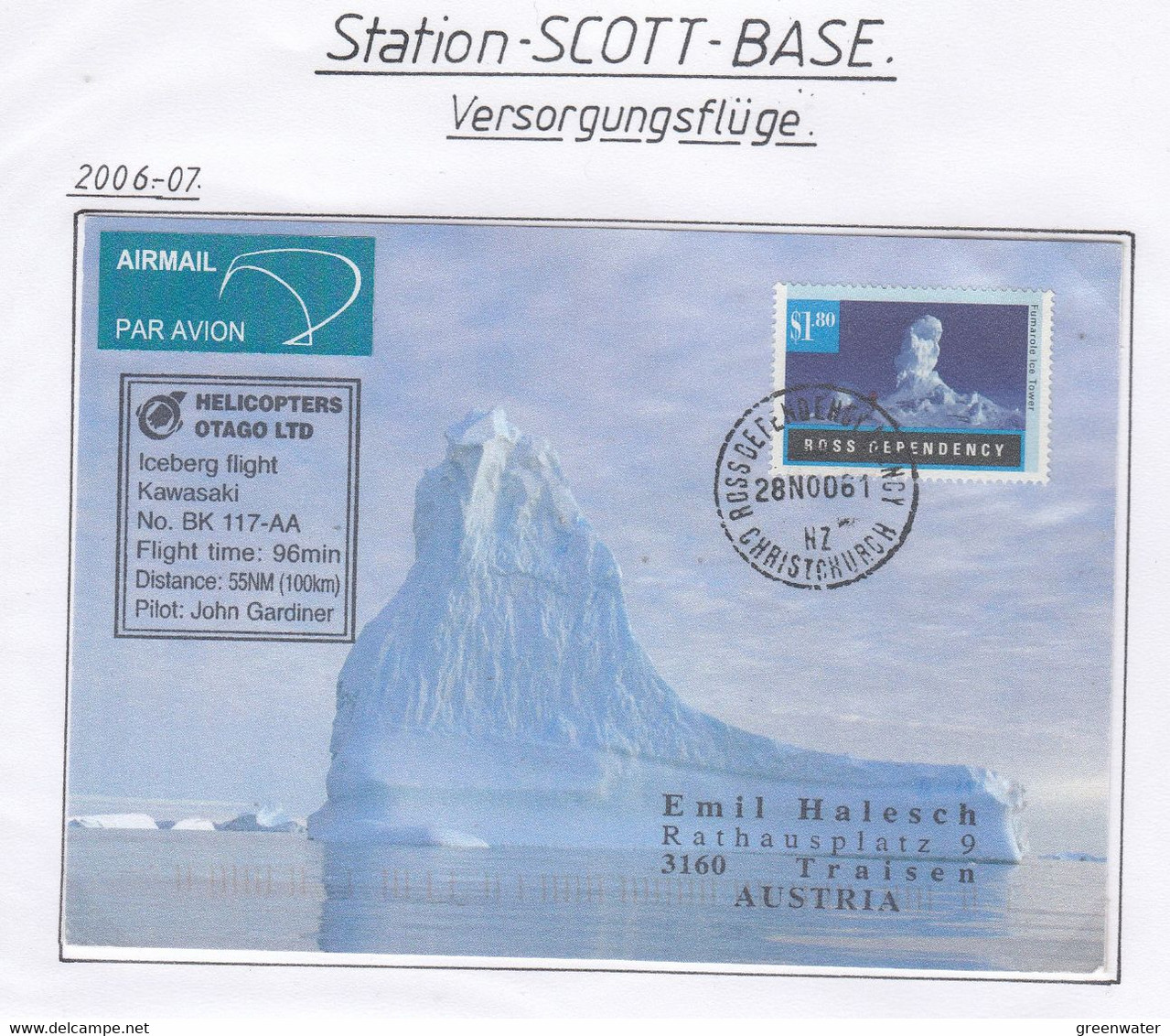 Ross Dependency 2000 Iceberg Heli Flight Ca Ross 28 NO 2000(AF189) - Vols Polaires